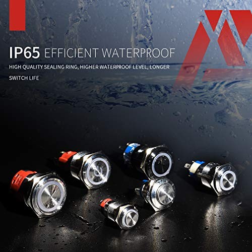 19mm Momentary Push Button Switch On Off Silver Shell Silver Shell-Blue