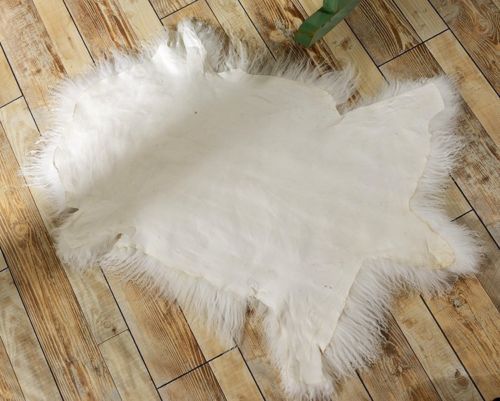 Real Mongolian Fur Throw Tibetan Lambskin Rug Hide Pelt Curl Hair Carpet 2'X3.3'