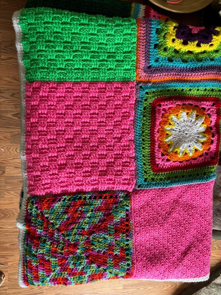 Hand Made Multicolor Afghan 53"x66" New