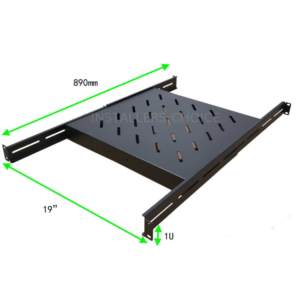 1U Vented Server Shelf 19" Adjustable Rack Mount 18"-42" Depth, 40lb Capacity