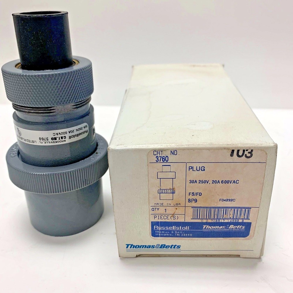 THOMAS&BETTS 3760 PLUG 30A 250V, 20A 600VAC FS/FD