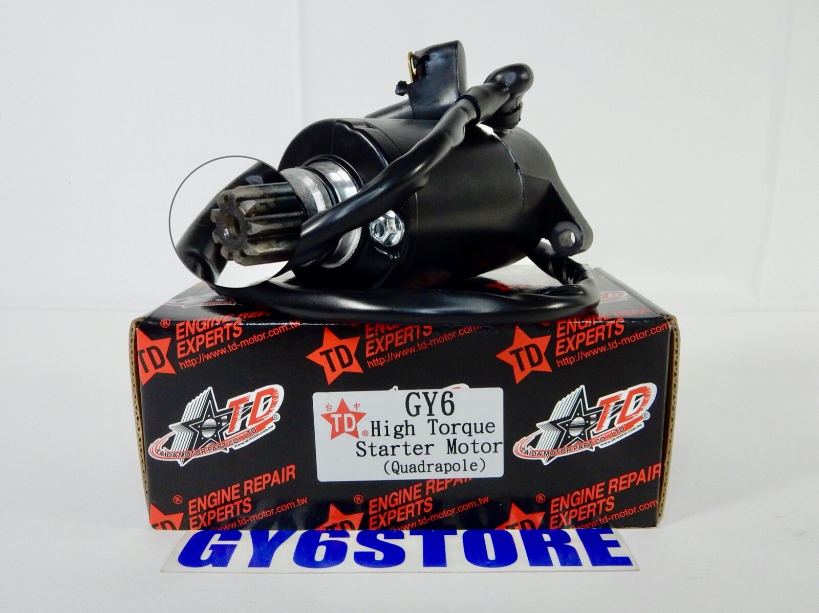 TAIDA NEW GY6 *4 POLE* (BLACK) HIGH TORQUE 180cc - 232cc STARTER MOTOR