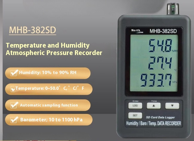 Wall-mounted Thermometer and Hygrometer with Barometer and Data Recording