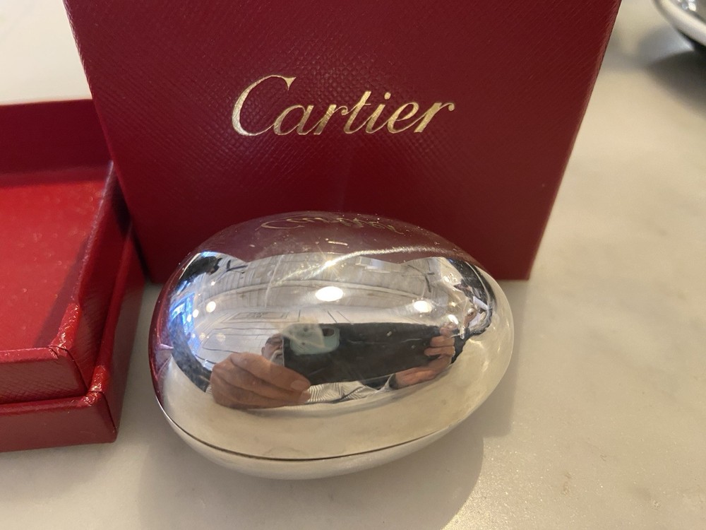 Cartier Sterling Silver Pillbox. Egg Box