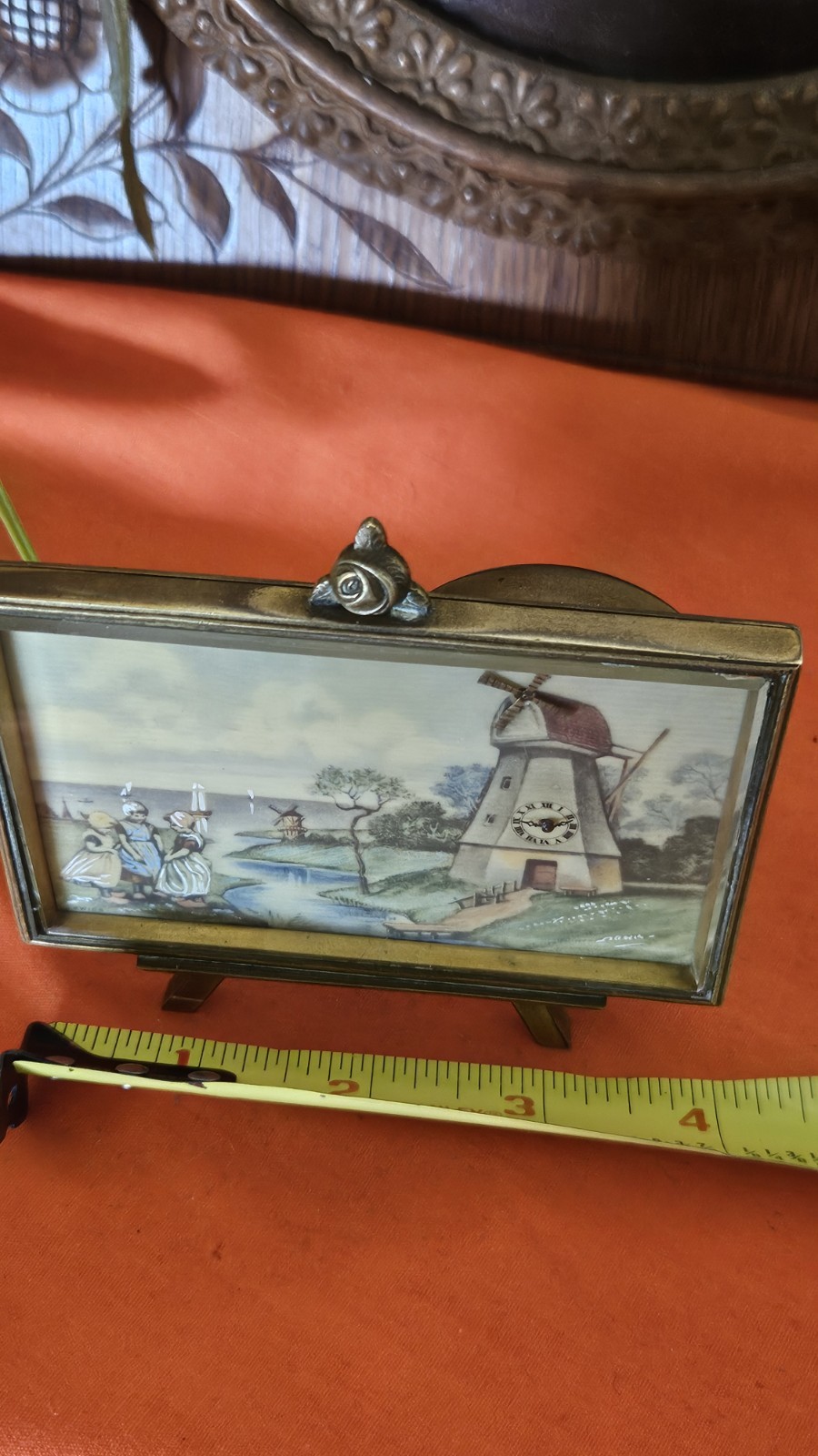 Vintage Mini Art Desk Clock Wind Mill Animated Didisheim Goldschmid Fils Working