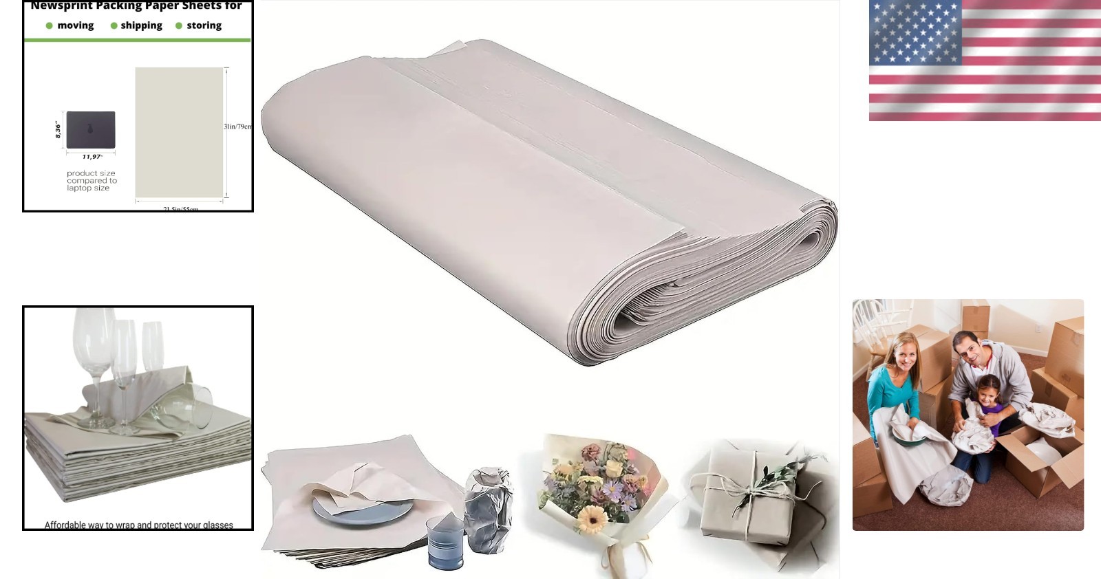 Brand New Large Packing Paper Sheets for Moving - 31" x 21.5" - 50 Pack, News...