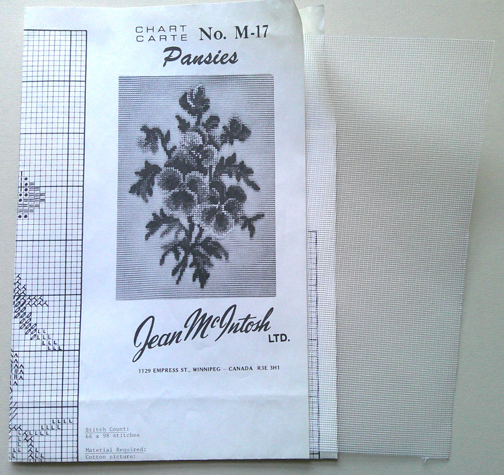 Pansies petit point needlepoint pattern & canvas Jean McIntoch  *D11