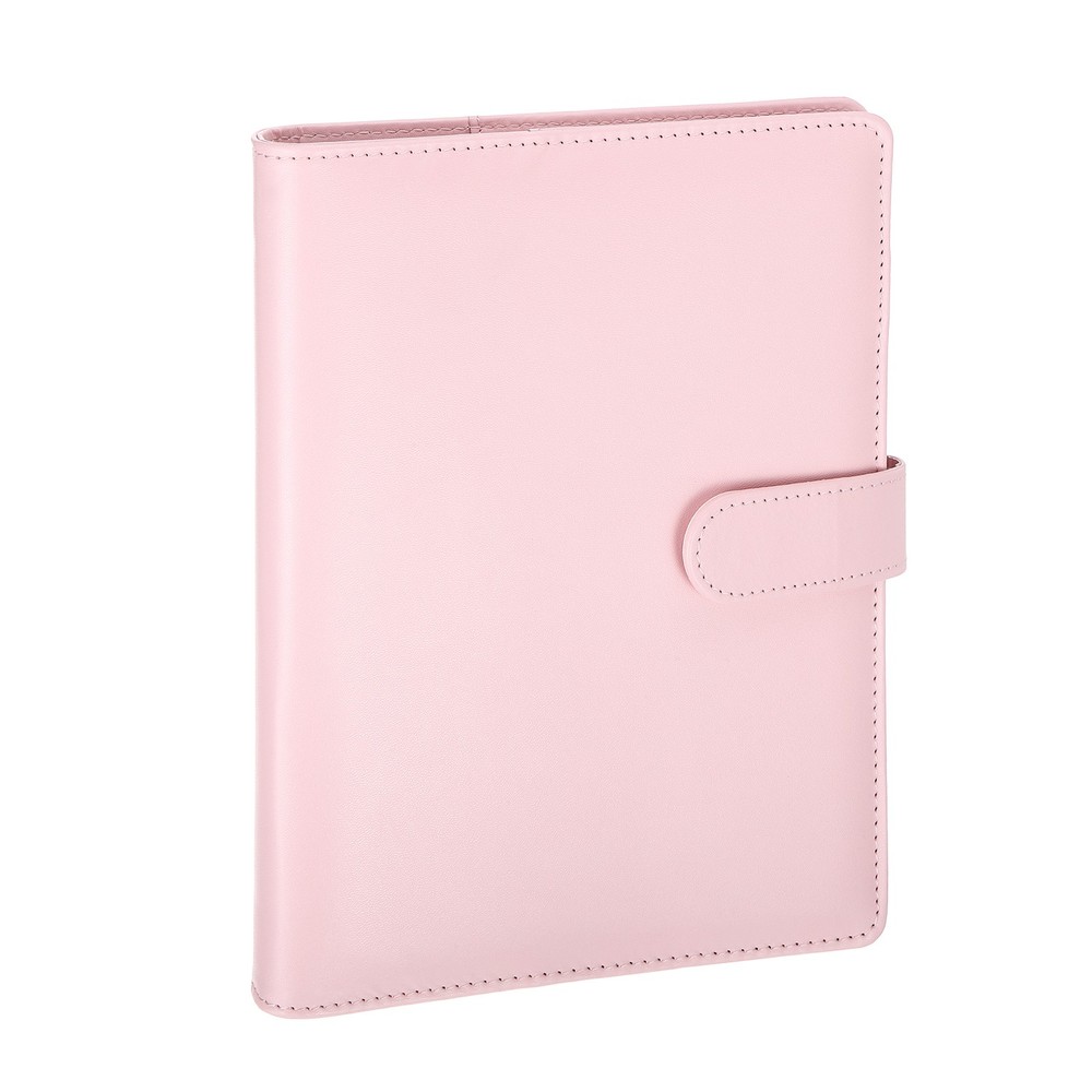 A5 PU Leather Binder Protector, 6 Ring Loose Leaf Notebook Shell, Pink