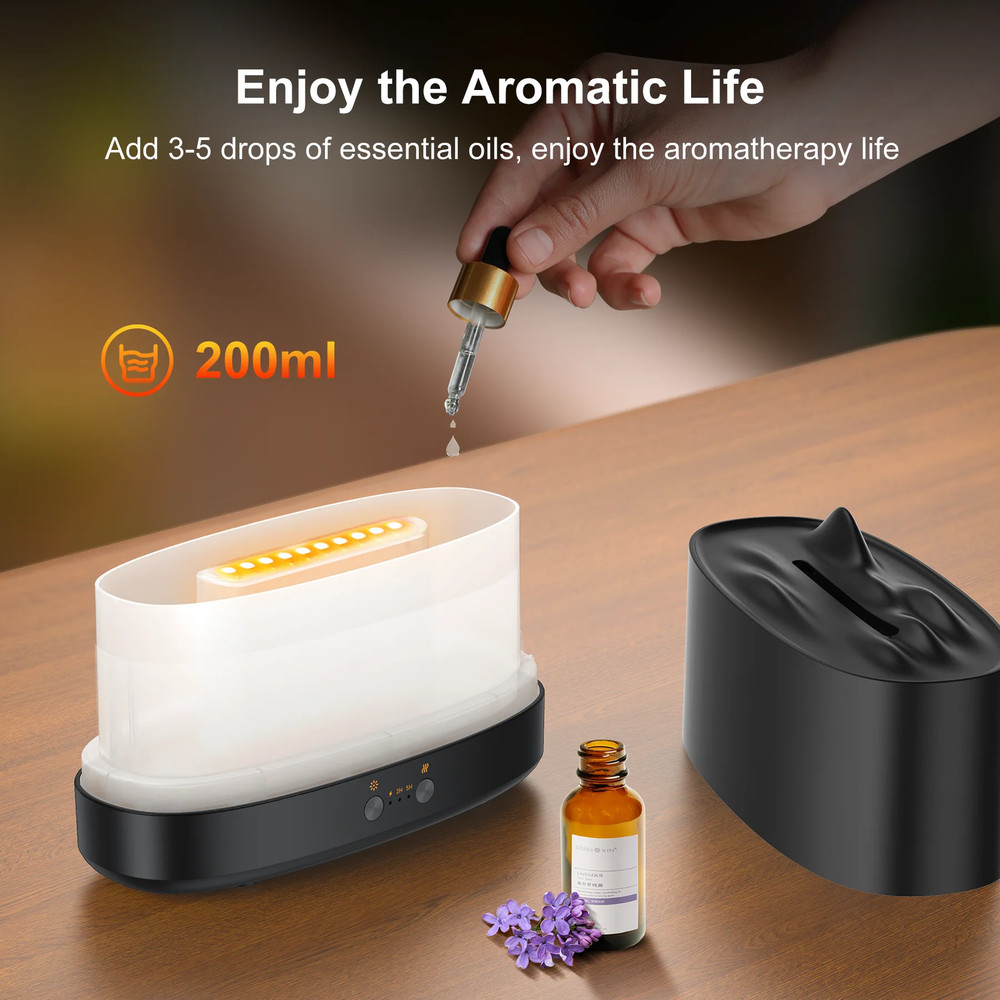 Essential Oil Diffuser, 7 Color Flame Diffuser Humidifier, 200Ml Time Setting fo