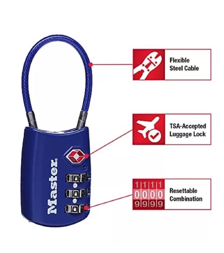 Master Lock 4688T 2pack Set Own Combination TSA-Accepted Cable Padlock Black