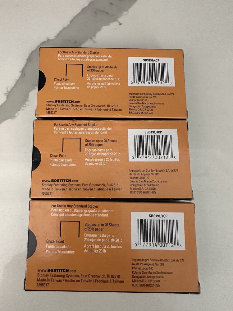 Bostitch standard staples 5000 SBS191/4CP Chisel Point