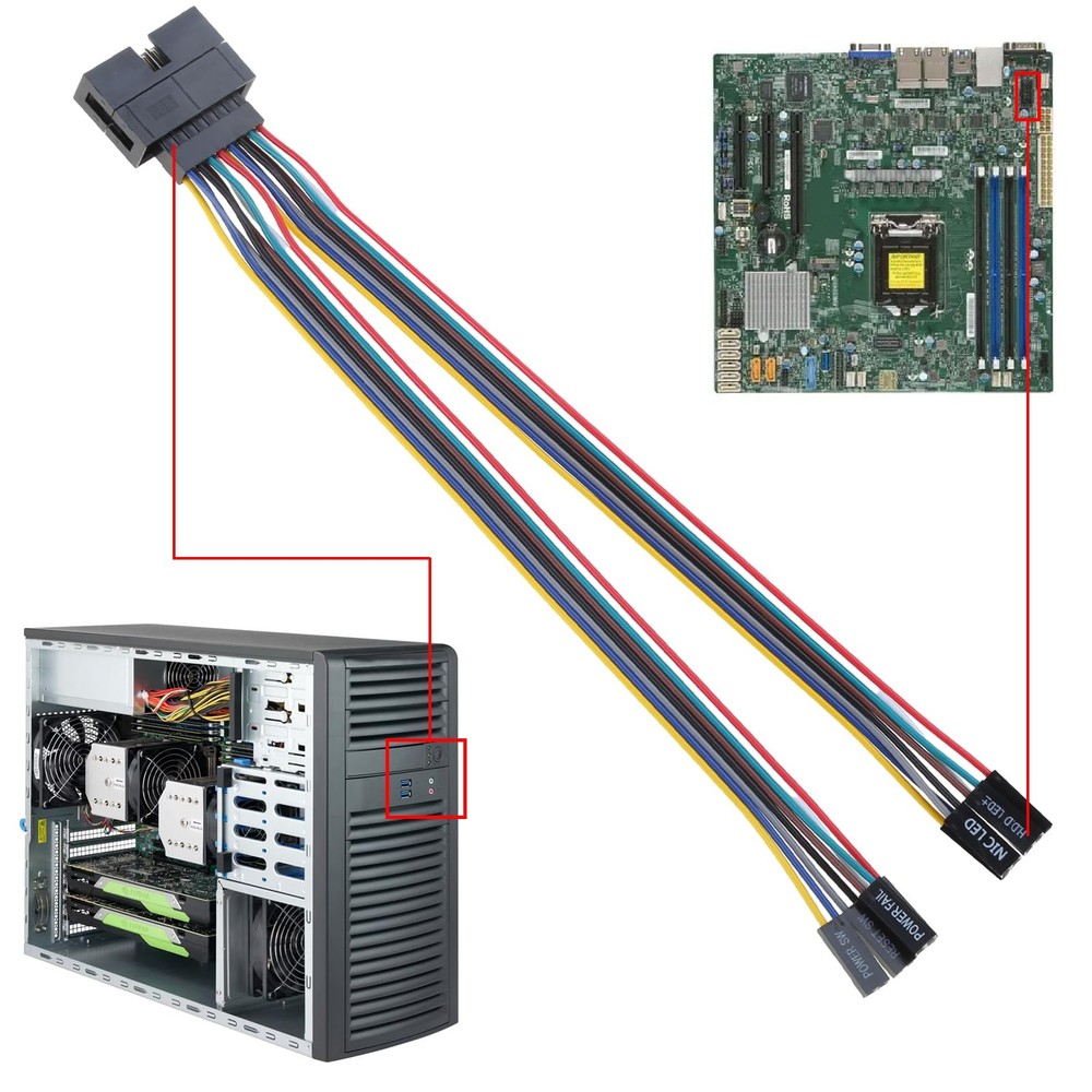 Supermicro Server Chassis Front Panel Connector Adapter Cable for Switches LED
