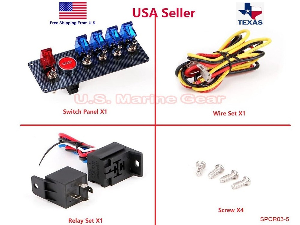 Racing Car 12V Ignition Switch Engine Start Push Button LED Toggle Panel Blue