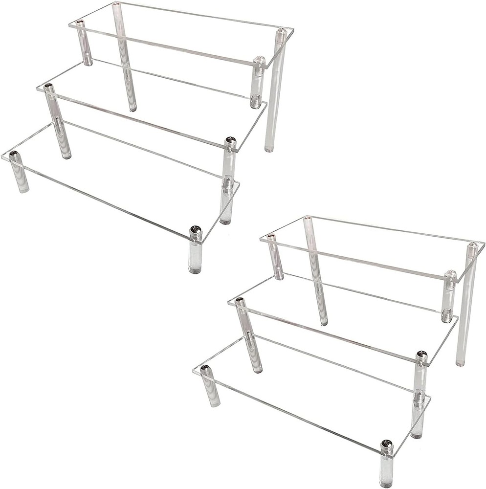 AZEAM 2 Packs Acrylic Display Risers,Clear Risers 3 Tier 2