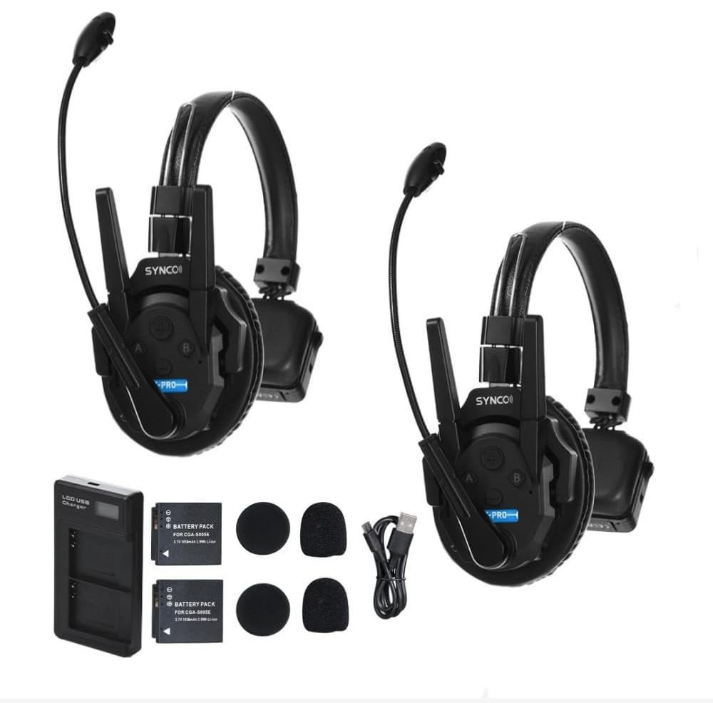 SYNCO Xtalk Xpro2 Wireless Intercom Headset System for 2, 2.4GHz Full-Duplex