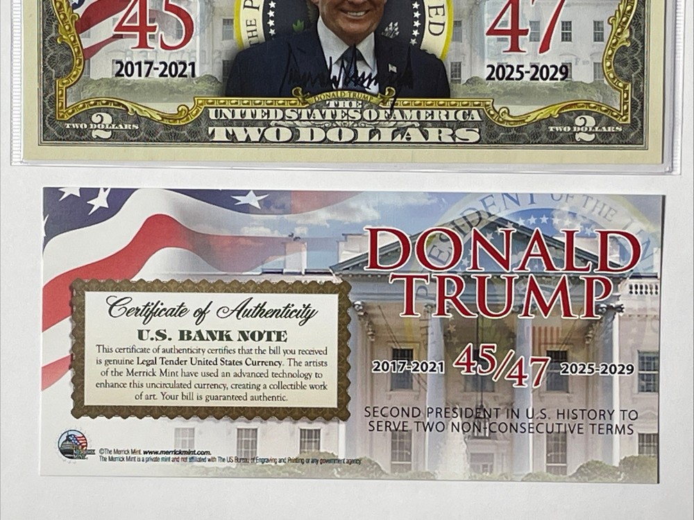 $2 Bill Donald Trump 45/47 (2 Terms) Commemorative Bank Note (Merrick Mint)