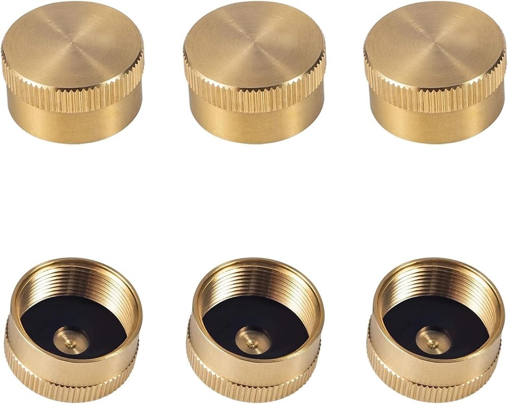 6Pcs Solid Brass Refill Propane Bottle Cap Universal for 1 LB Gas Tank Cylinder