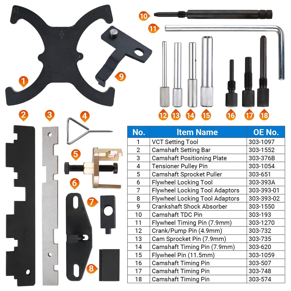 18PCS Engine Timing Tool Kit, Camshaft Locking Set with Flywheel Lock, Blue