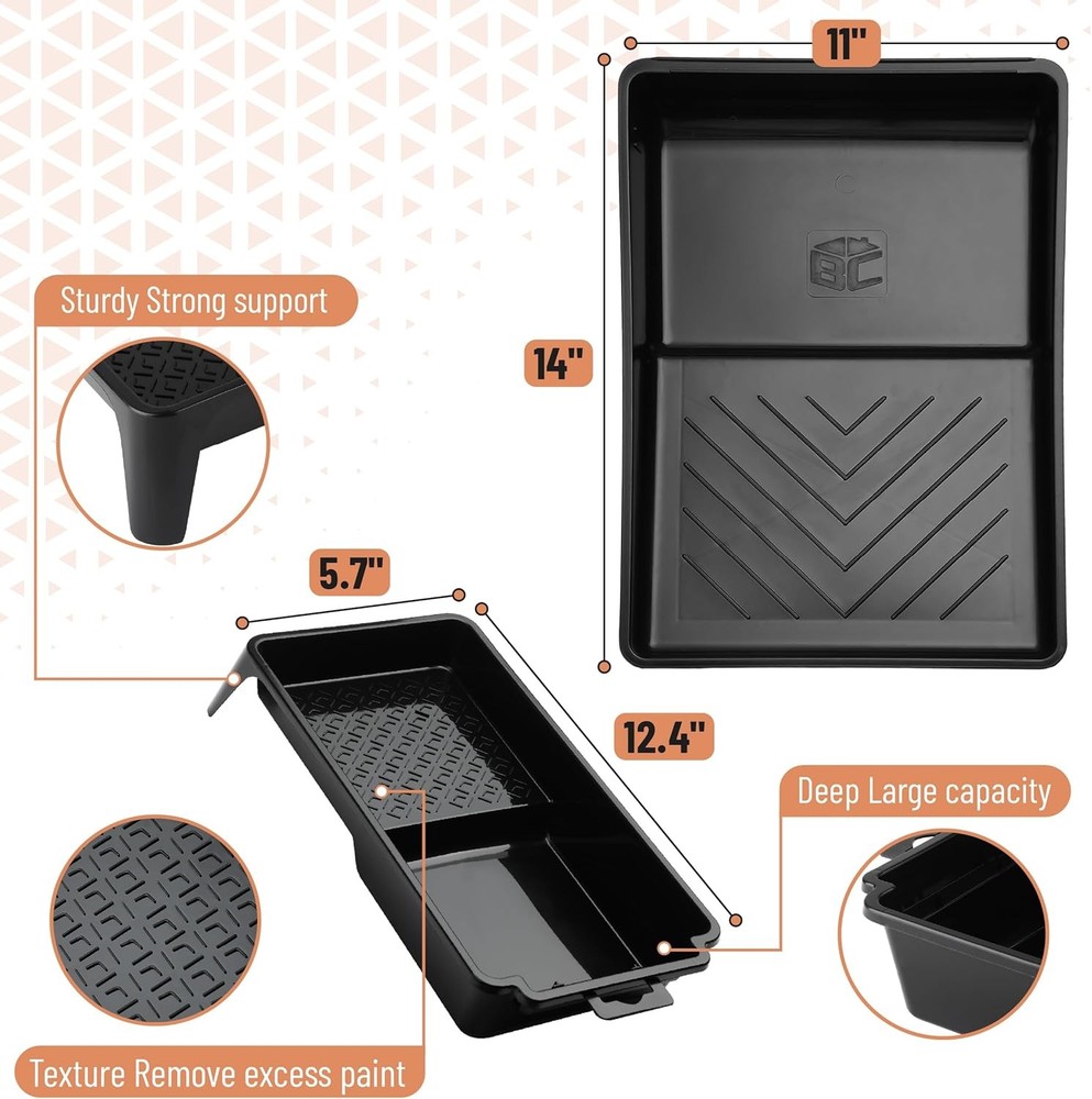 Paint Roller Kit, 9" and 4" Roller Frames with Covers, Plastic Paint Trays