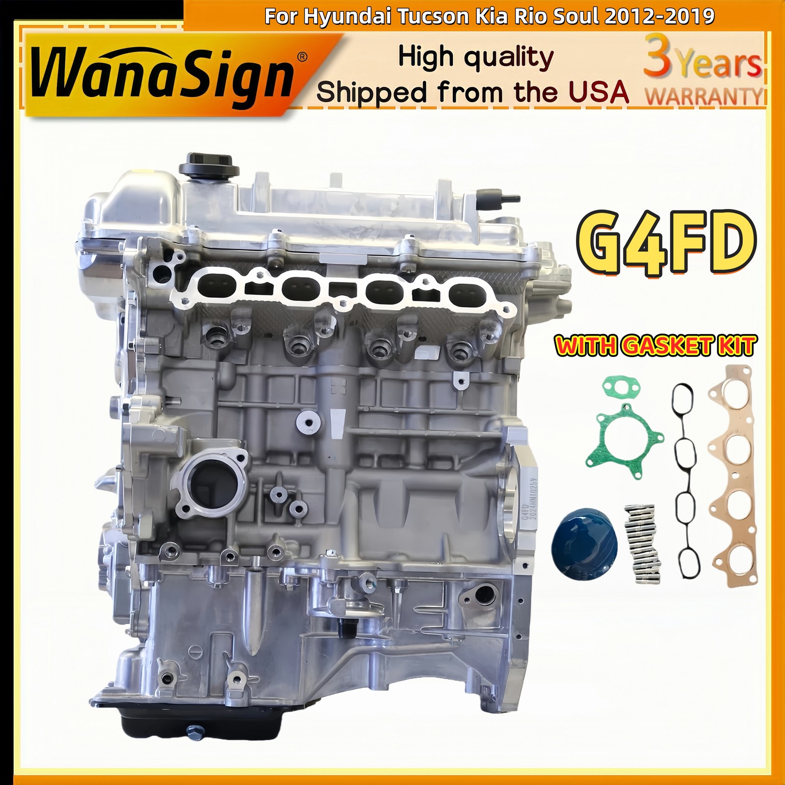 G4FD 1.6L Engine Assey Long Block GAS For Hyundai Tucson Kia Rio Soul 2012-2019