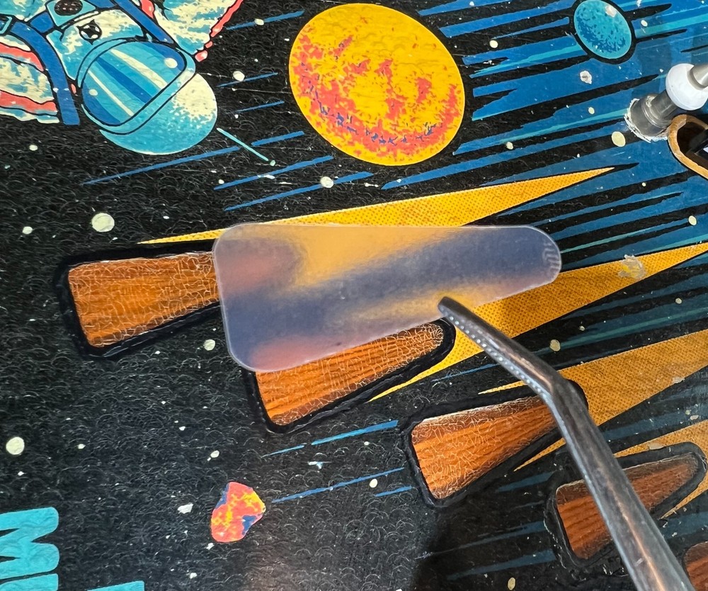 Triangular Pinball Insert Leveling Mylar Sticker -- Fix Cupped, Sinking Inserts