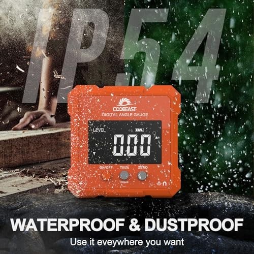 Digital Angle Finder with Backlight & Magnetic Base - Compact Protractor Tool fo