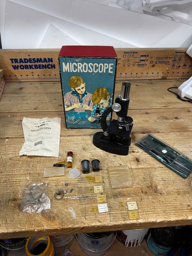 VINTAGE COC JUNIOR MICROSCOPE KIT / SET IN ORIGINAL BOX COMPLETE