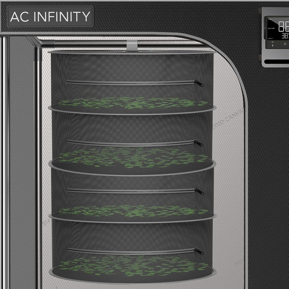 AC Infinity Herb Drying Rack, 4-Layer Hanging Mesh Net for Plants, Seeds, and Bu