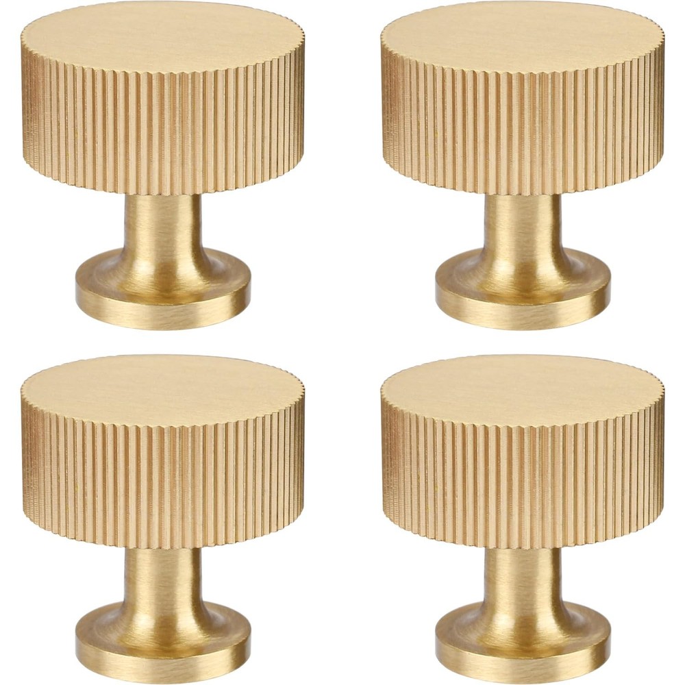 4pcs Solid Brass Cabinet Knobs Pulls Cabinet Drawer Dresser Gold Knobs Modern...