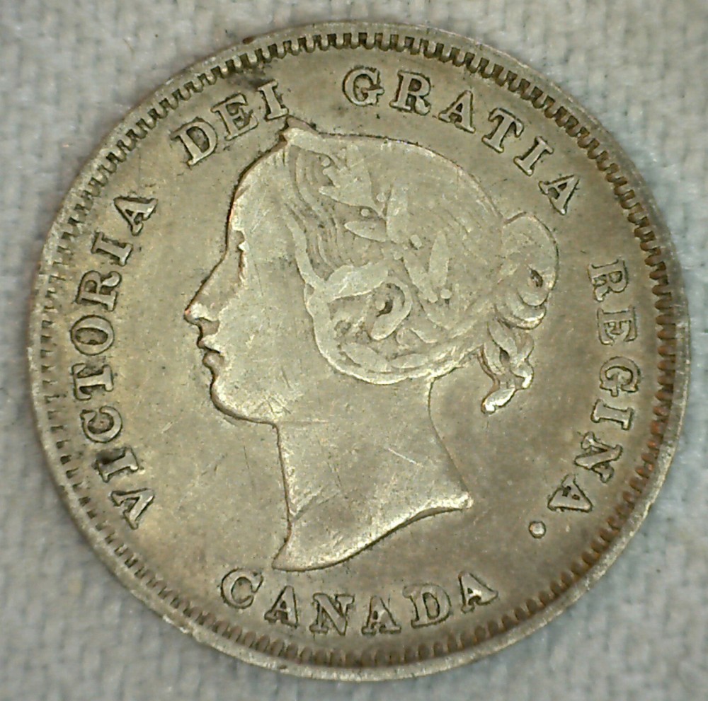 1900 Canada 5 Five Cent Coin Oval Os Silver Extra Fine
