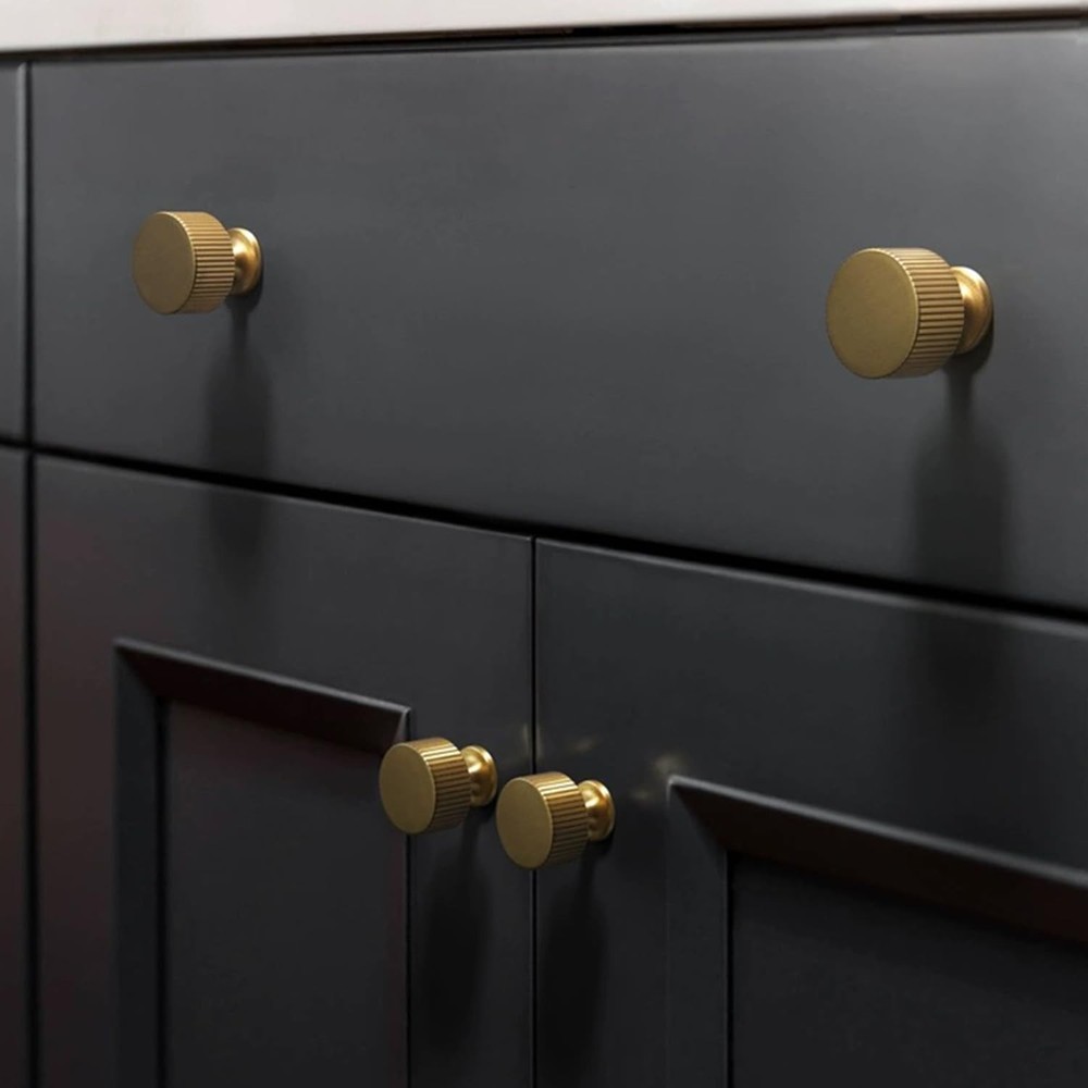 4pcs Solid Brass Cabinet Knobs Pulls Cabinet Drawer Dresser Gold Knobs Modern...