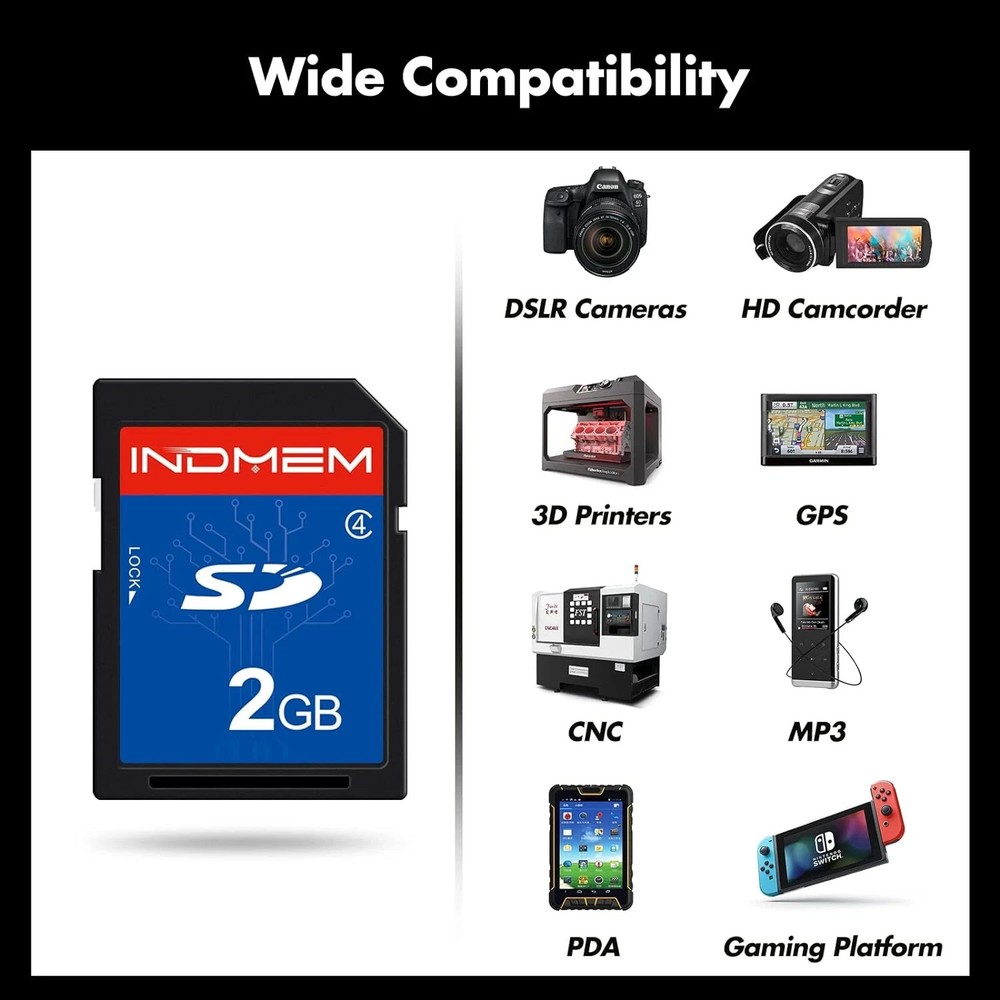 2 Pack SD Card 2GB Class 4 Flash Memory Card 2G SLC Stanard Secure Digita
