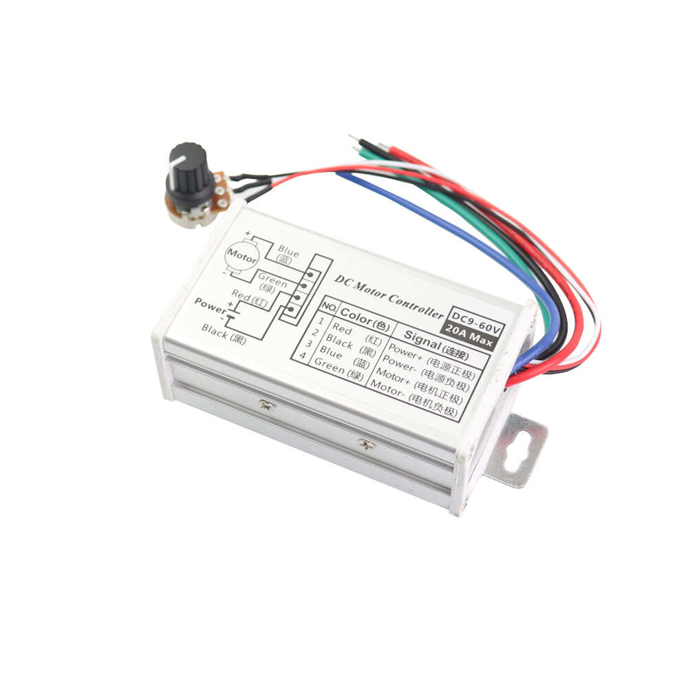 PWM DC Brush Motor Stepless Variable Speed Controller Switch 12V 24V 48V 60V 20A