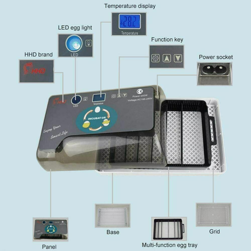 12 Egg Incubator for Hatching Eggs w/Automatic Egg Turning Temperature Control