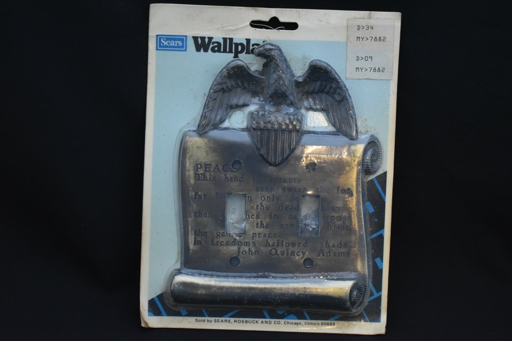 Double Light Switch Wallplate American Eagle John Q. Adams Quote NOS