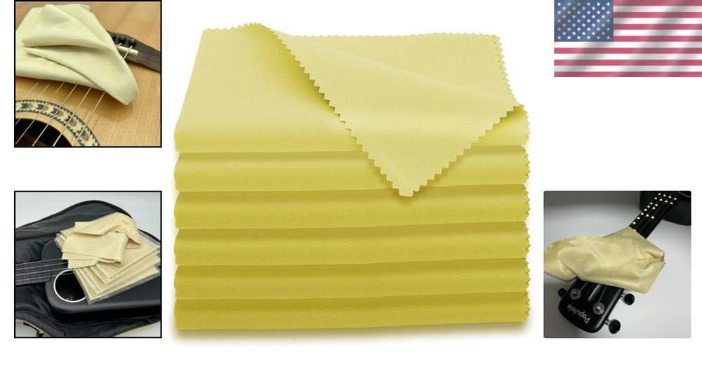 Versatile Yellow Microfiber Cloths for Musical Instruments - 12"x12" 6-Pack