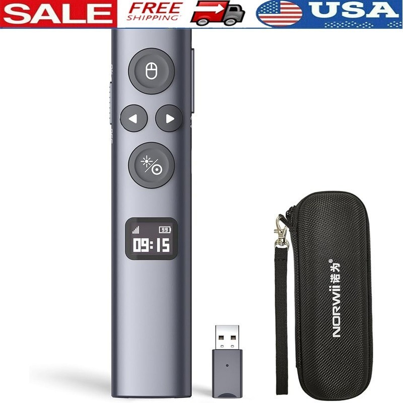 Wireless Presenter W/ Countdown Vibration OLED Display PowerPoint Control Tool