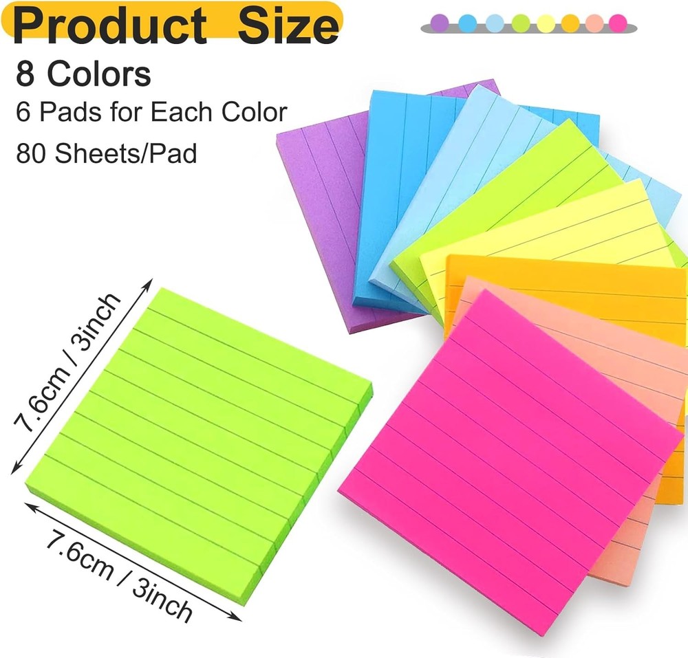 3840 Sheets Up Stiy Notes Lined Self-Sti Notes Pads Post Lined