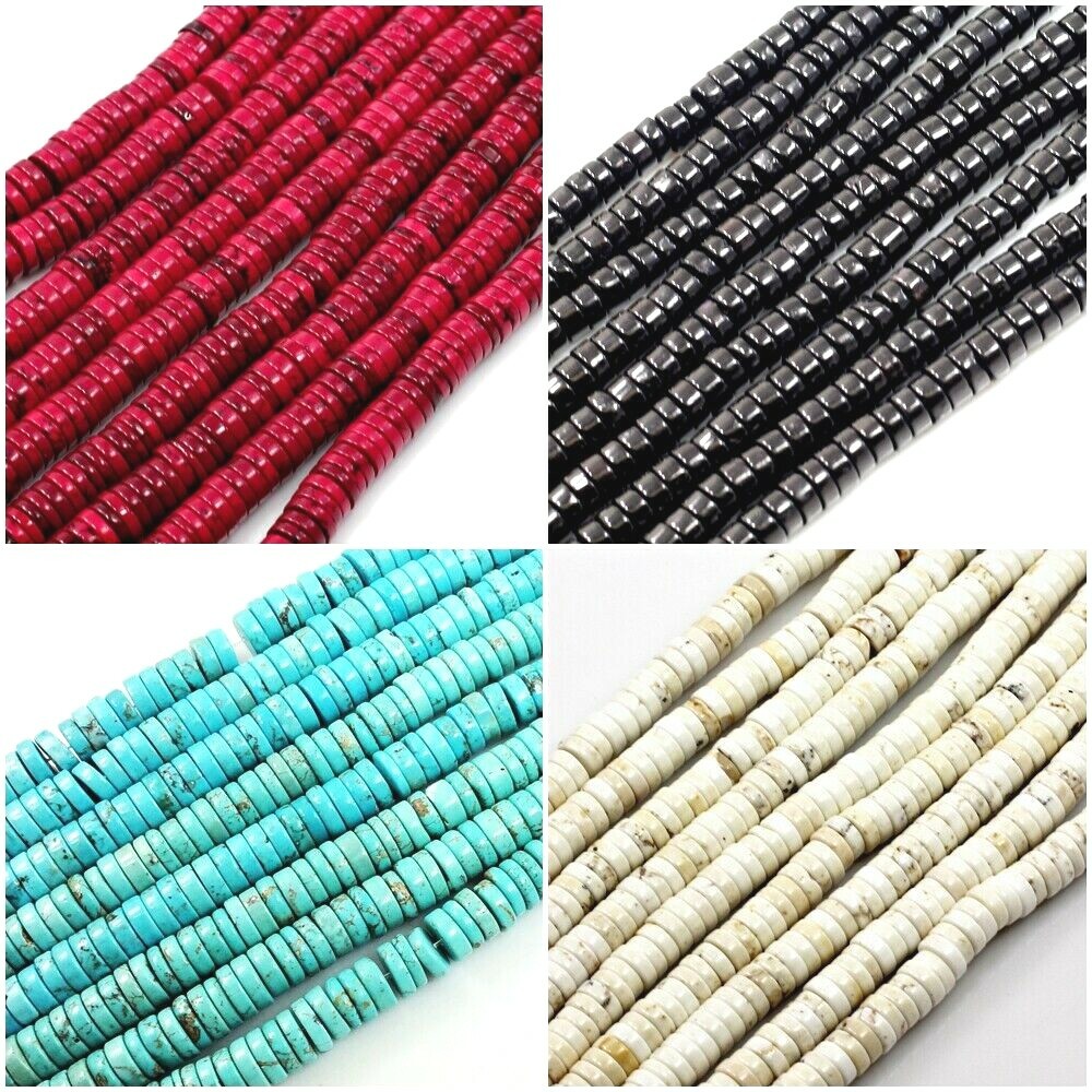 Gemstone Howlite Magnesite Turquoise Heishi Beads 15" Jewelry 4mm 6mm 8 10 12mm
