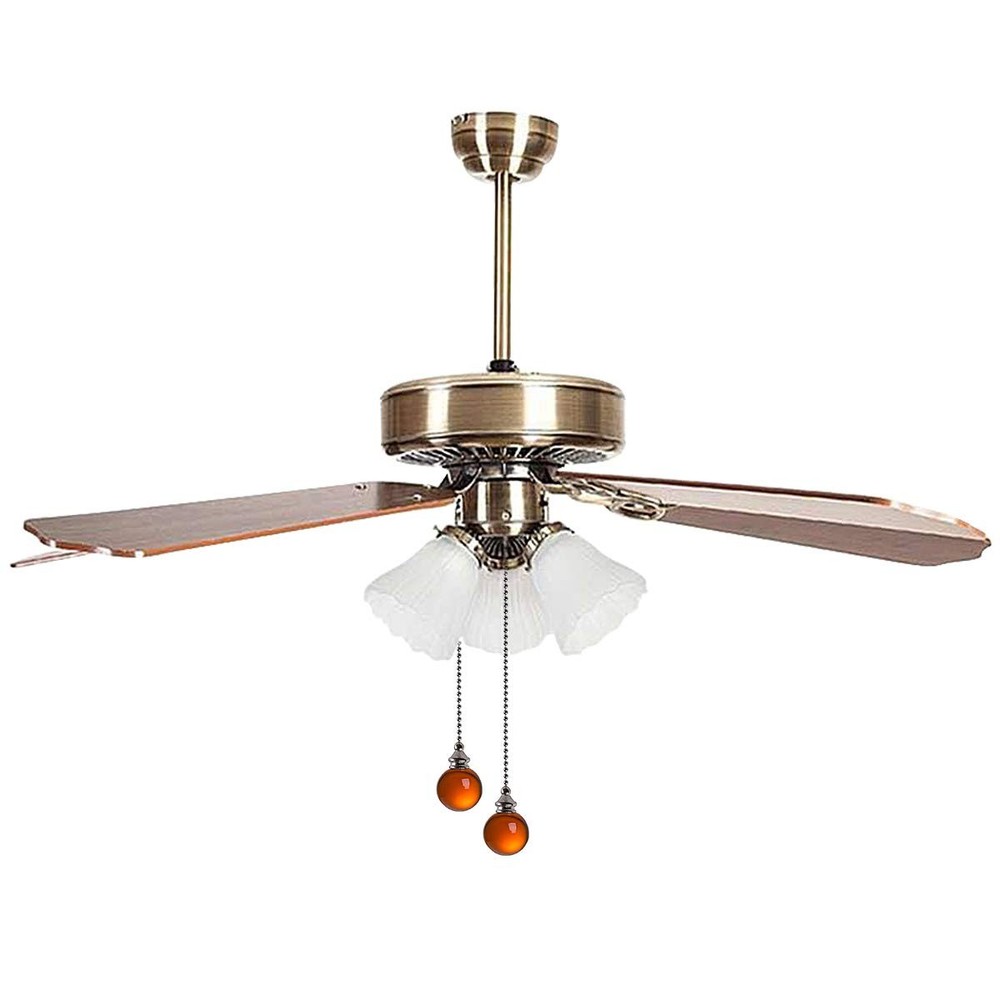Ceiling Fan Pull Chain Set - 2 pieces Amber Crystal Ball 30mm Diameter Fan Pull