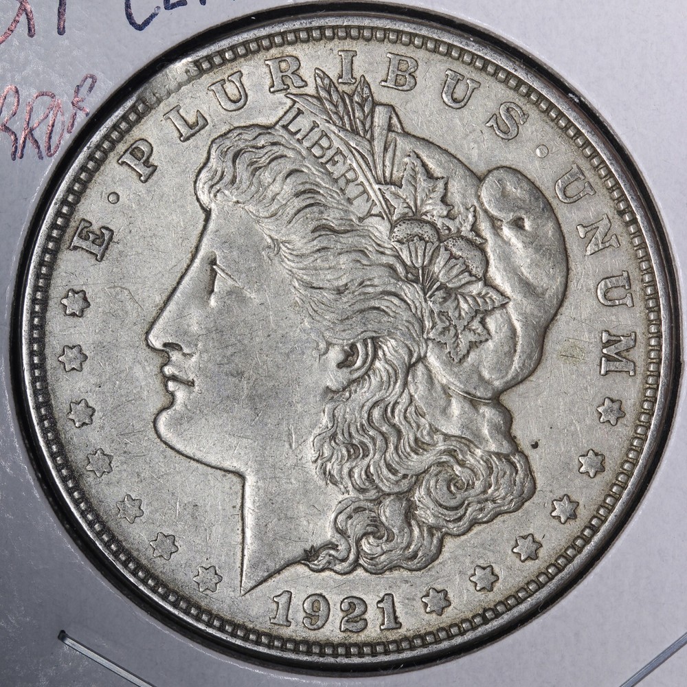 1921 CLIP ERROR Morgan Silver Dollar CHOICE E195 SHM