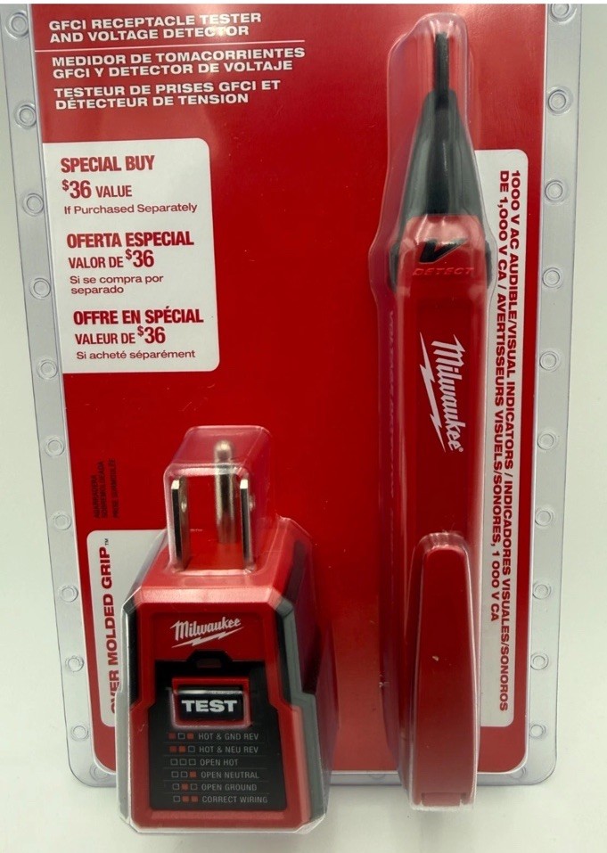 Lot of 6 Milwaukee Non-Contact Voltage & GFCI Receptacle Premium Test Kit2226-20