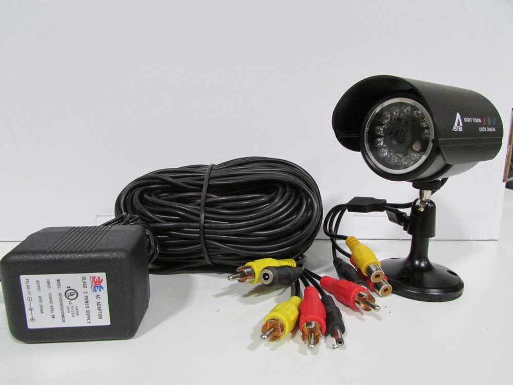 Wired Surveillance Camera + 100FT Cable + Power Supply Complete