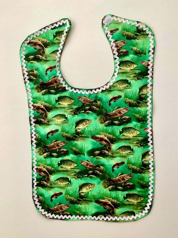 ADULT CLOTHING PROTECTOR/ BIB (FISH, FISH, FISH)