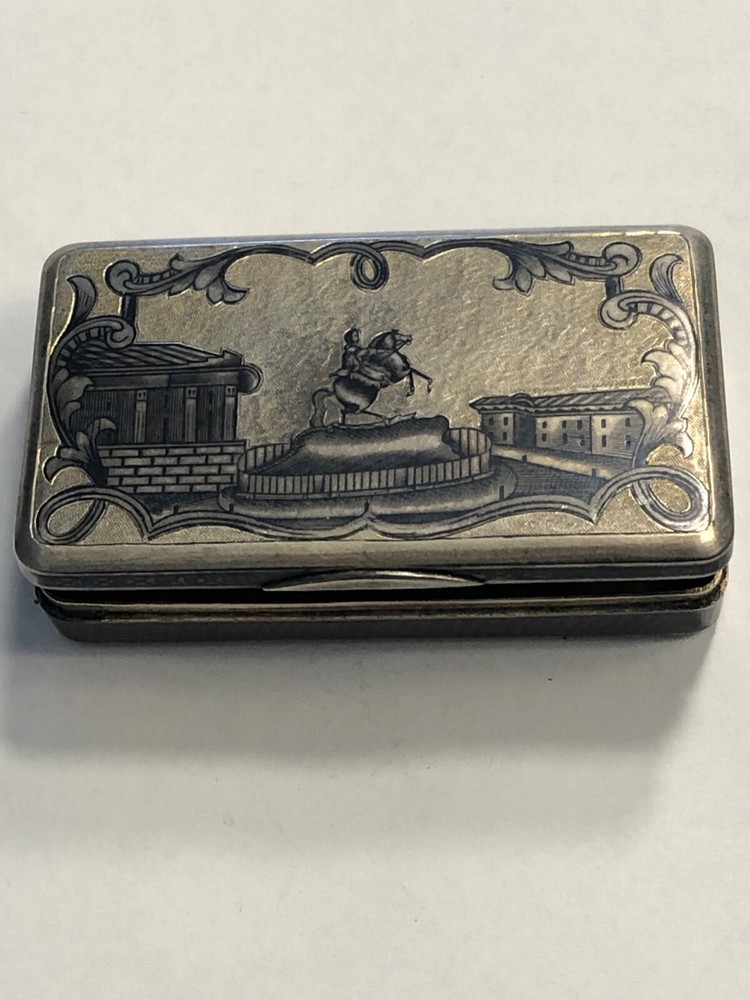 Russian Antique Niello Snuff Box