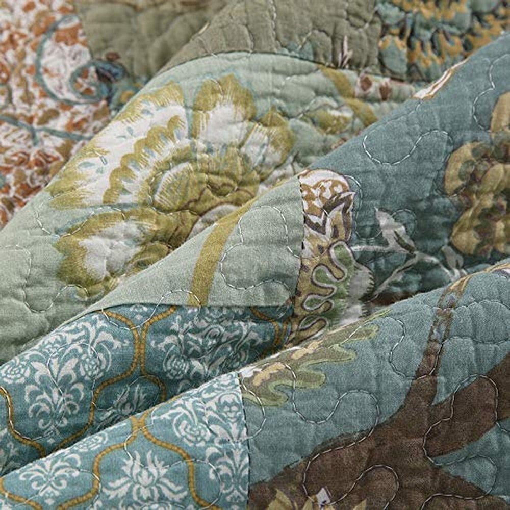 Cotton Patchwork Quilt Set Bedspread Queen Size - Breathable Comforter Floral...