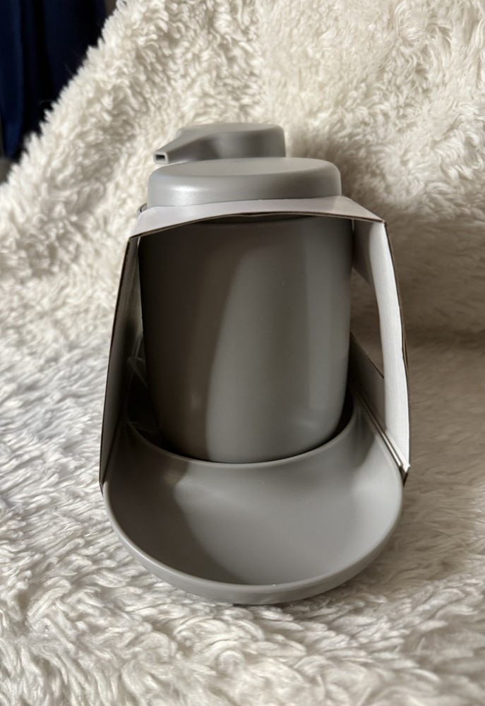 Room Essentials 3 piece Light Gray Bath Bundle Set: Pump, Canister, & Tray