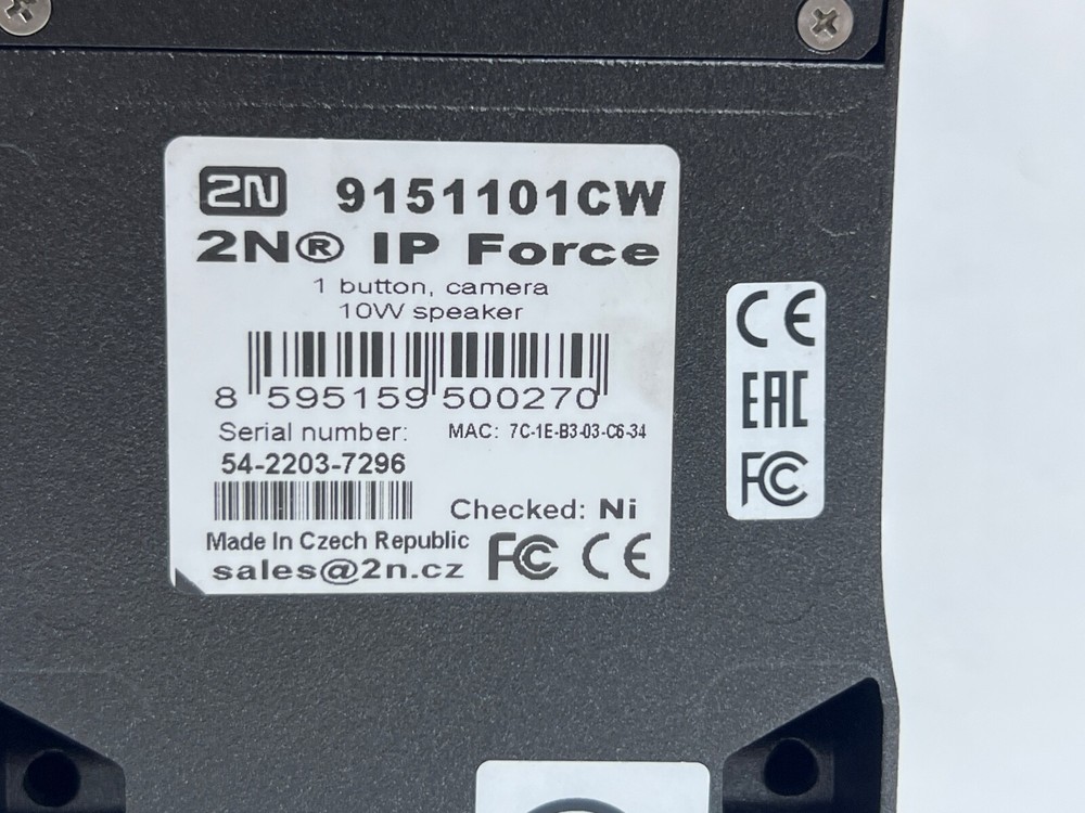 2N IP Force – 1 button & camera & 10W speaker 9151101CW