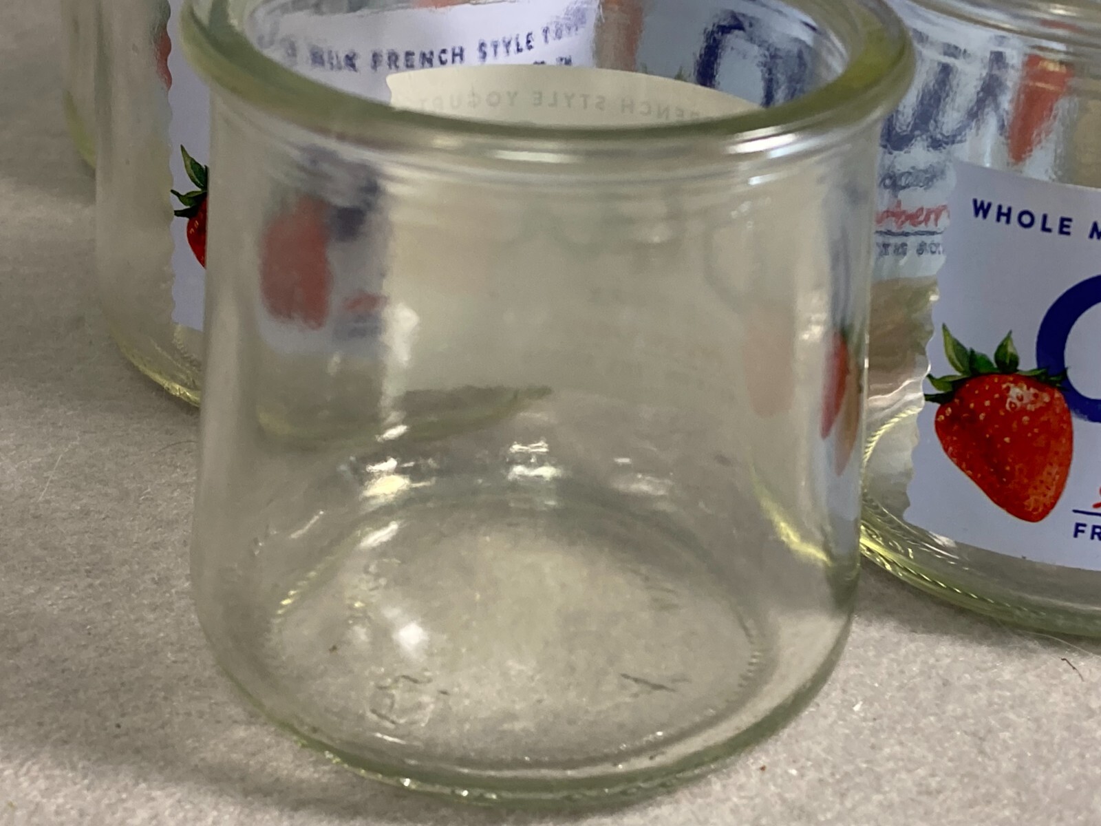 Empty Oui Yogurt Pots Lot of 12 w/Labels Clear Glass Jars for Crafts Candles