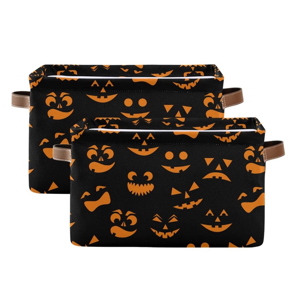2PCS Storage Basket Halloween Cute Large Foldable Storage Bin Cube Collapsible O